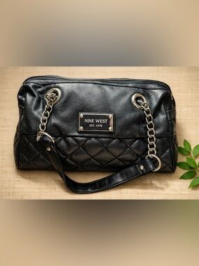 Nine West Quilted Shoulder Bag – Black with Chain Strap | Classic Designer Look